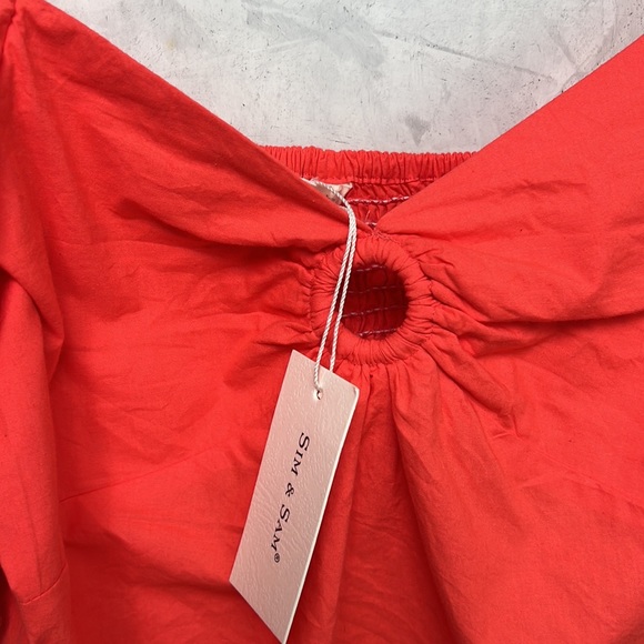NWT Sim & Sam Puff Sleeve Plain Crop Blouse, size Xl - Picture 2 of 7